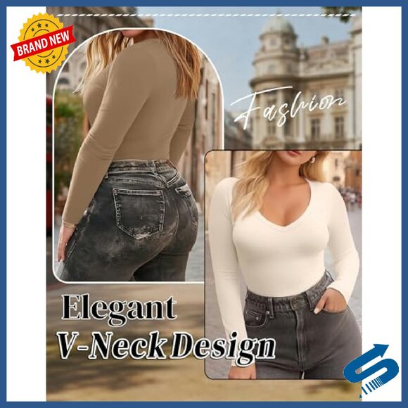 Plus Size Long Sleeve V-Neck T-Shirts 3 Pack Slim Fit Cotton Blend - Picture 4 of 8